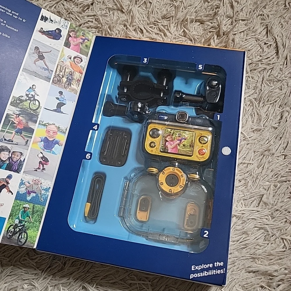 Vtech Kidizoom Action Cam 180° Camera All Weather Waterproof Case & Mounts New